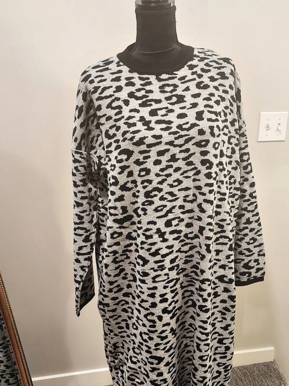 Women's Animal Print Maxi Dress in Gray & Black Like New